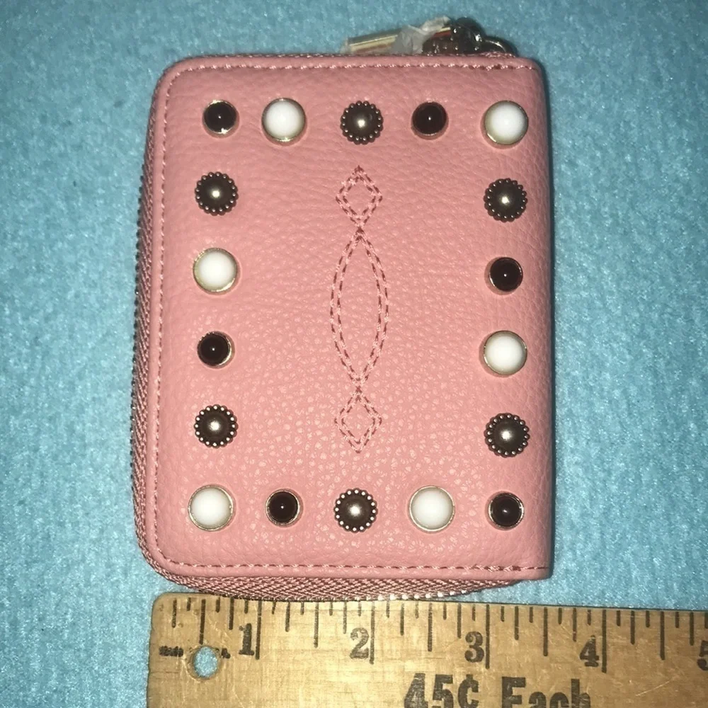 PINKO BAG leather embellished on both sides zipper wallet 4 inside pockets